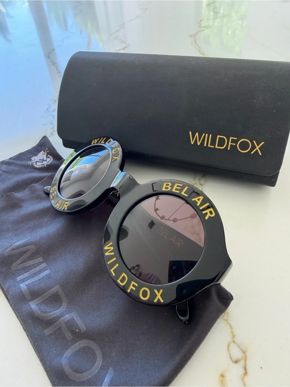Wildfox Black and Gold Bel Air Round Sunglasses